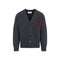 Heather Grey/Red Grey Wool Cardigan