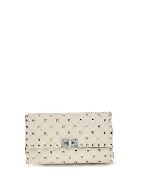 Valentino Garavani Rockstud Spike quilted Nappa Shoulder Bag - Light Ivory