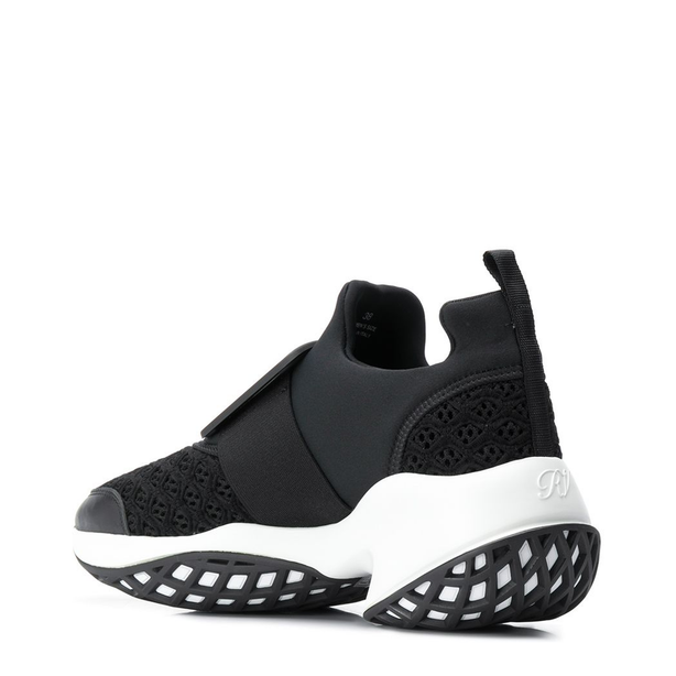 Black Leather Panel Slip-On Sneakers