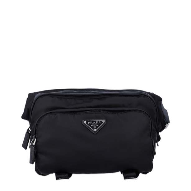 Re-Nylon and leather shoulder bag - Black