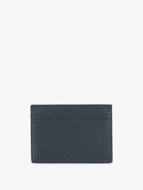 Saint Laurent Tiny Cassandre textured leather card holder - Greenultramarine