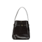 One Size Croco-Embossed Leather Bucket Bag - Dark Brown