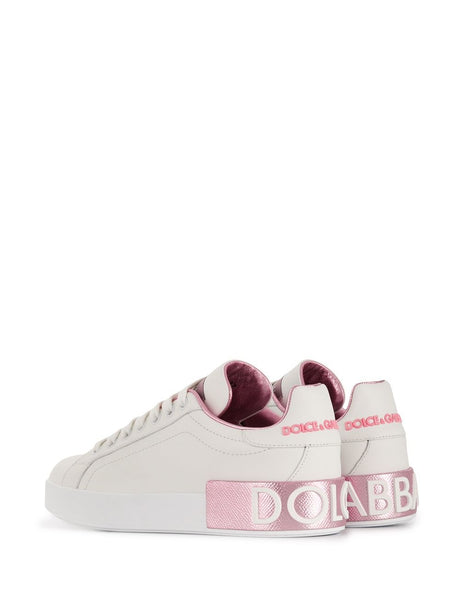 Elegant White and Pink Low-Top Sneakers