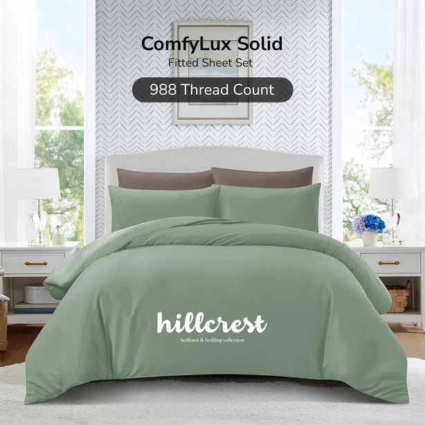 Hillcrest ComfyLux Solid 988TC | Fitted Sheet Set I No Quilt Cover - 6 Colour
