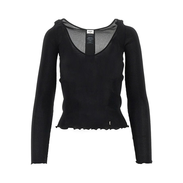 SAINT LAURENT Silk top with Cassandre detail