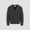 Heather Grey/Red Grey Wool Cardigan