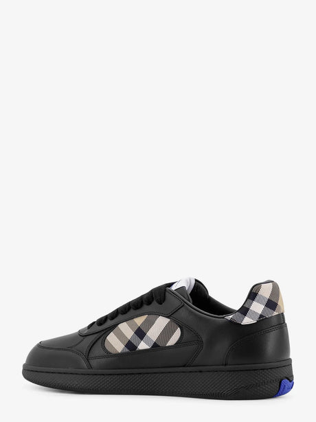 Burberry Leather sneakers with Traditional Check inserts - Black/Sand Ip Chk