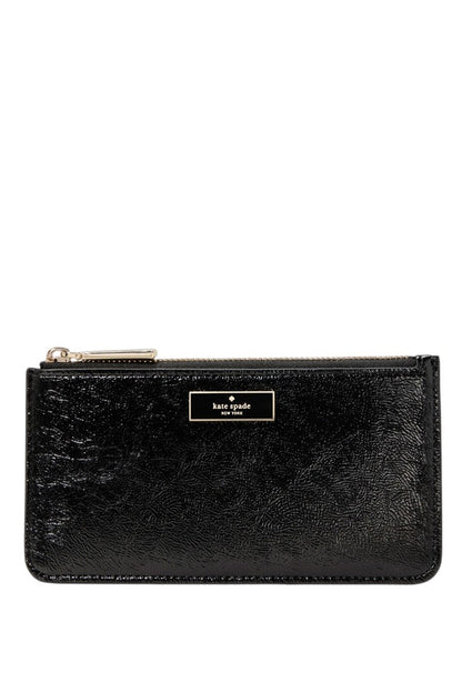 Kate Spade Bridget Crinkle Patent Large Slim Card Holder - Black
