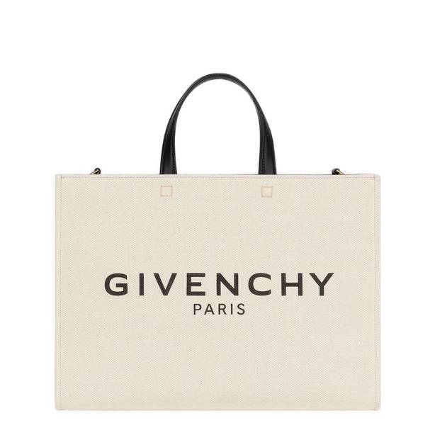 G-Tote Medium Canvas Shopping Bag - Beige/Black