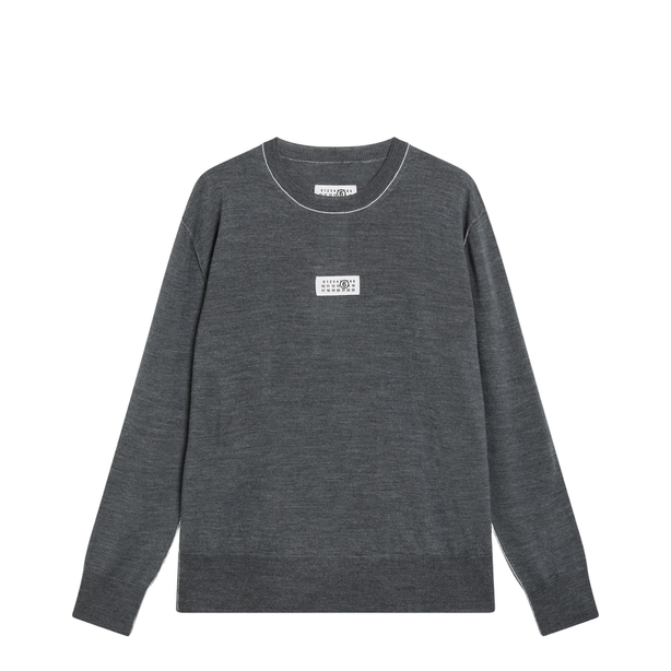 Grey Wool Sweater With Numeric Logo