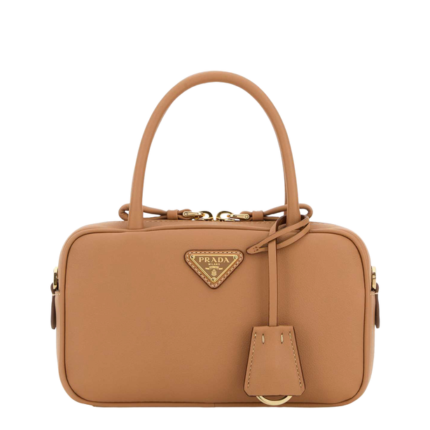 Soft Grain Leather Handbags - Peach Beige