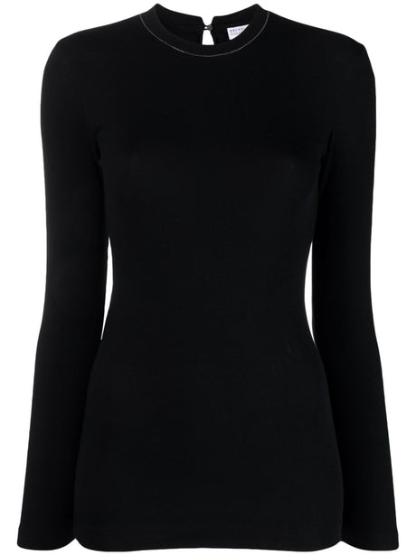 Brunello Cucinelli Ribbed Stretch Cotton Jersey T-Shirt with Jewellery