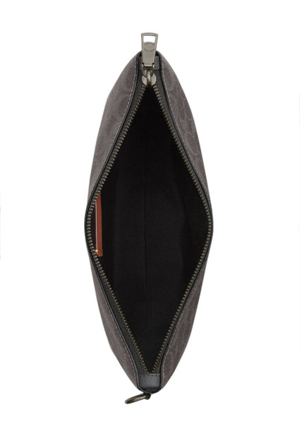 Coach Mens Pouch In Signature Canvas - Grey/Black