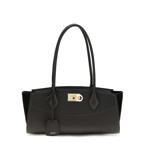 Studio Soft Medium Calfskin Suede Shoulder Bag - Nero