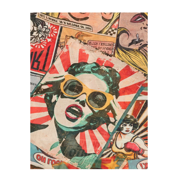 Multicolor Comic Strip Print Scarf