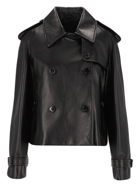 Burberry Mayfair Cropped Leather Trench Jacket - Black