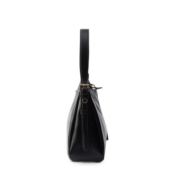 Large Calfskin Shoulder Bag - Black