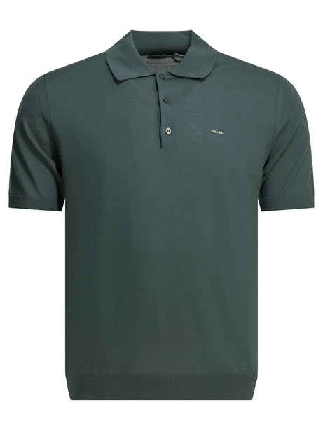 Prada Virgin wool polo shirt with logo - Green