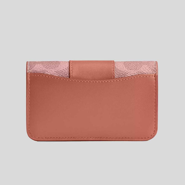 COACH Essential Slim Card Case In Signature Canvas Melon Pink RS-CR542
