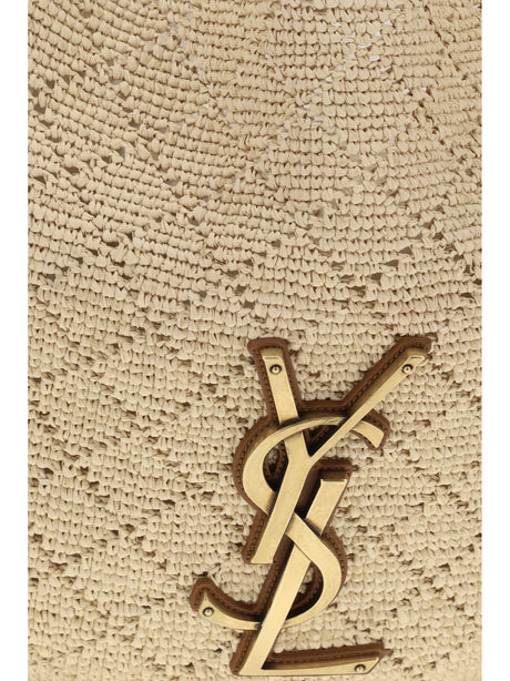 Saint Laurent Icare Hobo Bag in raffia - Pale Brown/Brick