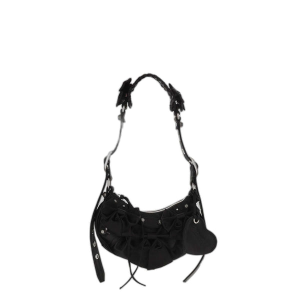 Le Cagole XS Satin Shoulder Bag - Black
