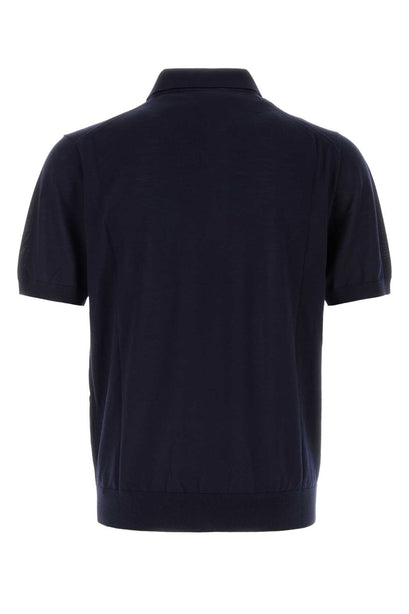 Navy Blue Wool Polo Shirt