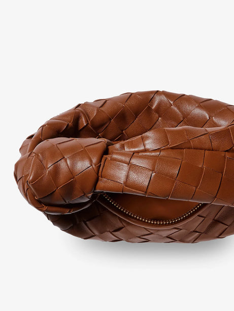 Bottega Veneta Mini Jodie leather handbag with Intrecciato motif - Tannin-Gold