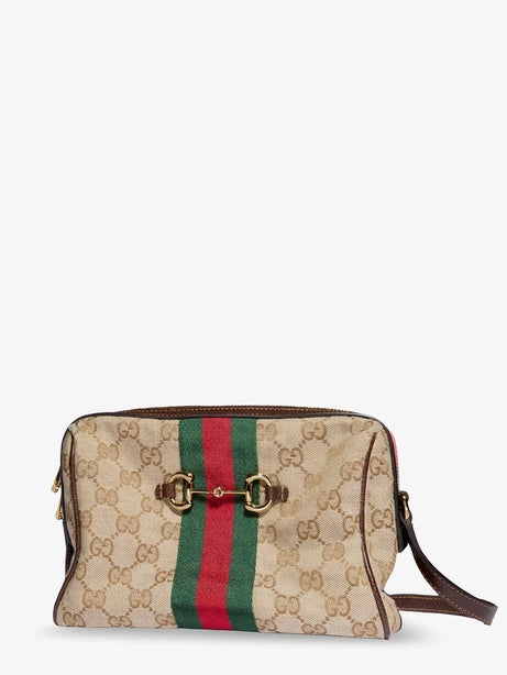 Gucci Camera bag GG fabric crossbody bag with metal Horsebit - Beige