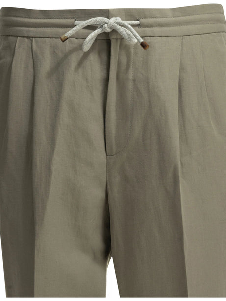 Brunello Cucinelli Casual linen and cotton pants - Beige