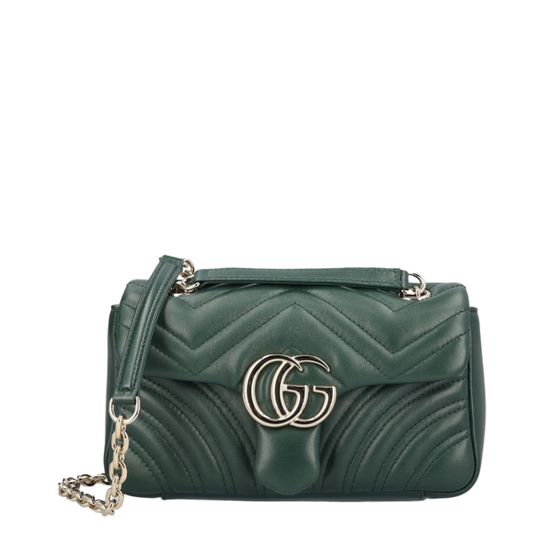 GG Marmont Small Matelassé Chevron Nappa Leather Shoulder Bag - Green