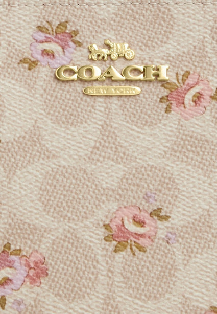 Coach Large Corner Zip Wristlet In Signature Canvas - Sand/Multi