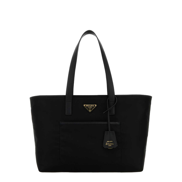 Re-Edition 1978 Medium Re-Nylon and Saffiano Leather Tote - Nero