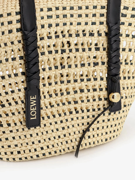 Loewe Paula's Ibiza -Braid raffia and leather shoulder bag - Naturalblack