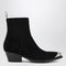 Black Suede Wax Ankle Boot