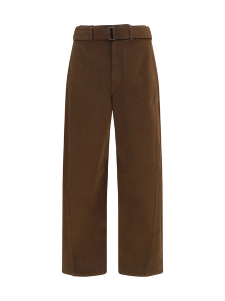 Lemaire Heavy dyed twill Belted Pants - Ristretto