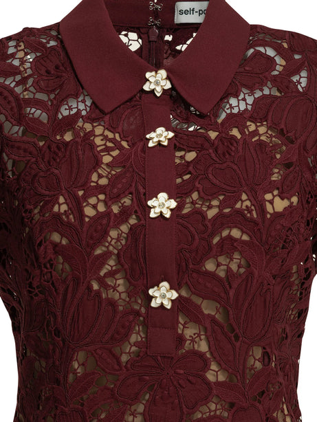 Self-Portrait Short lace dress - Bordeaux