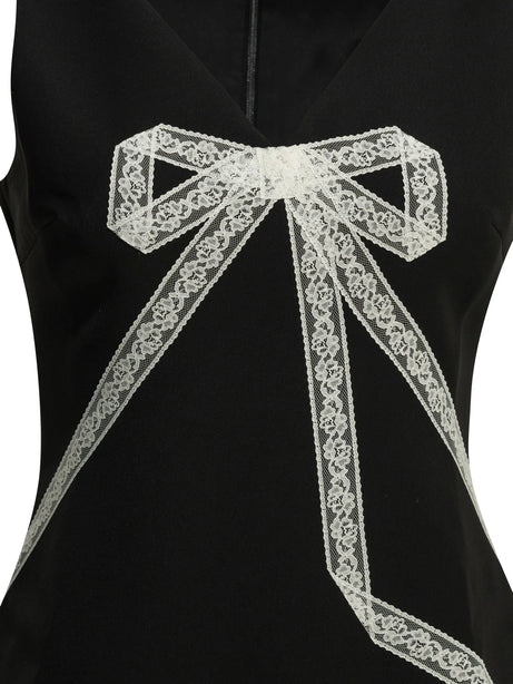 Self-Portrait Short sheath dress with bow - Black