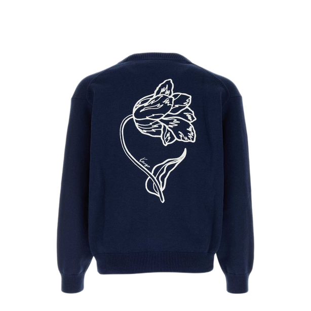 Navy Blue Wool Blend Cardigan