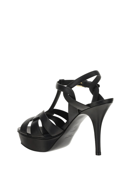 Saint Laurent Leather platform Sandals - Black