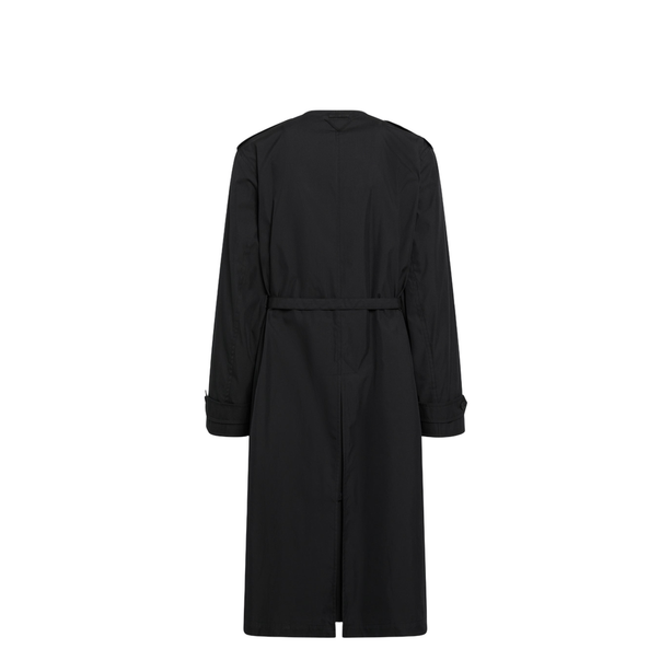 Black Double-Breasted Cotton-Blend Trench Coat