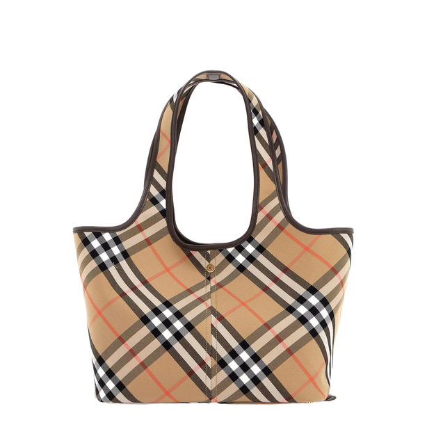 Small Check Calf Leather Tote - Sand