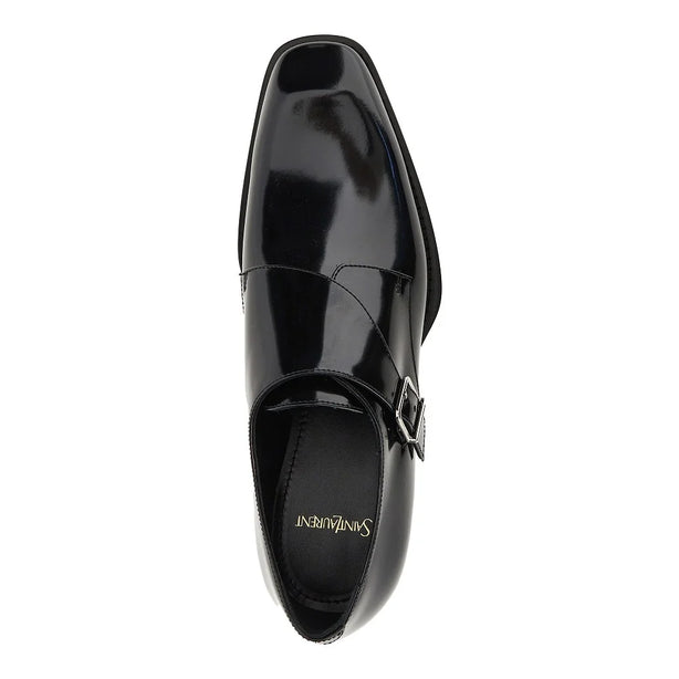 SAINT LAURENT Patent-leather monk-strap loafers