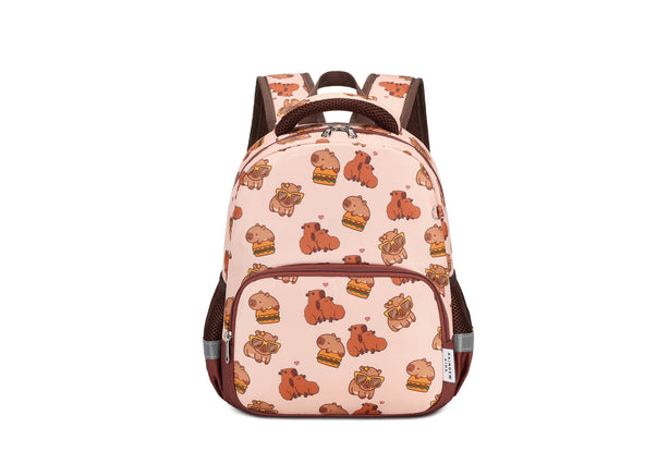 Raindew Kids Capybara Toddler School Backpack  Comfortable sponge handle, Double YKK zipper,  Side pockets, Water-Repellent Fabric