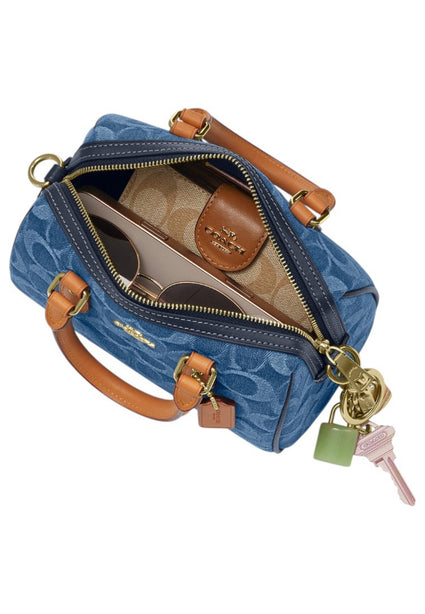 Coach Mini Rowan Crossbody Bag In Signature Denim - Indigo Blue