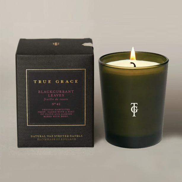 True Grace Manor Classic Candle - Blackcurrant Leaves, 190g (Free Portobello Oud Candle Refill - worth $55)