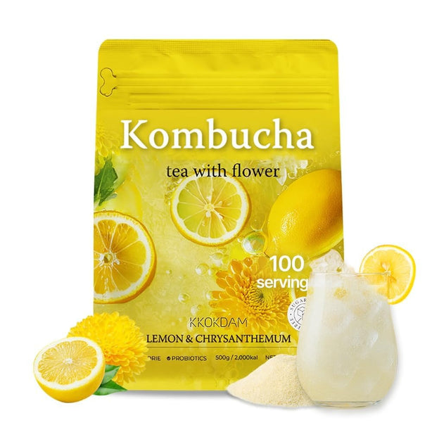 [KKOKDAM] Flower Kombucha Tea Powder Bulk Pouch 500g(100serving)_ Lemon & Chrysanthemum [International Shipping]