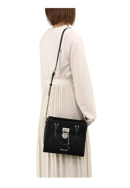 Michael Kors Hamilton Small Satchel (Silver Hardware) - Black