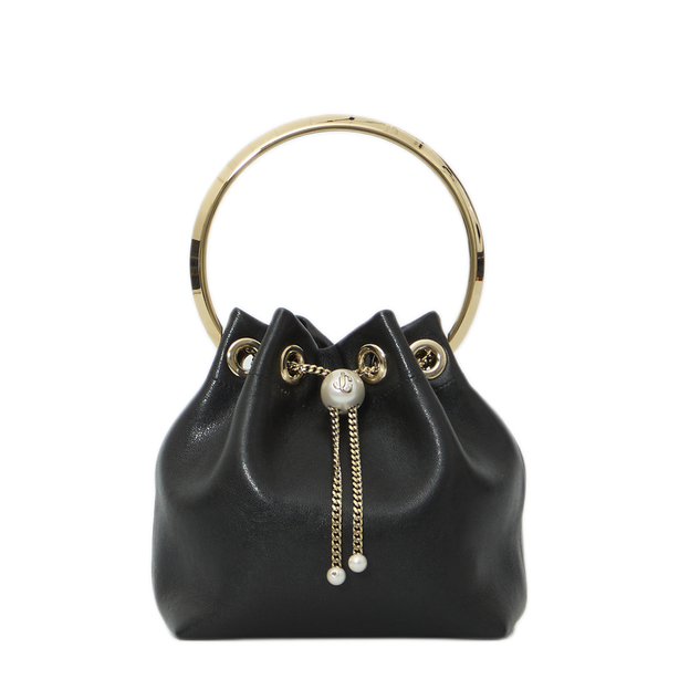 Bon Bon Biker Leather Bucket Bag - Black