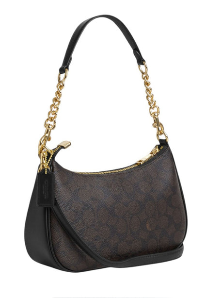 Coach Teri Shoulder Bag In Signature Canvas - Walnut/Black