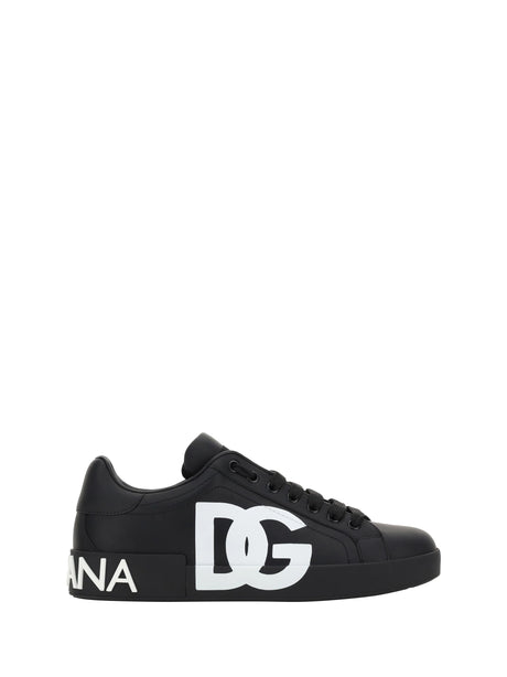 Dolce & Gabbana Leather Sneakers - Black/Black